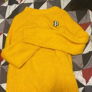 Pink brand yellow sweater